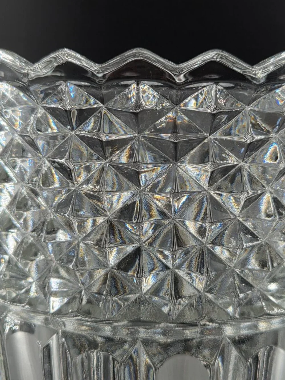 Vtg Heřmanova Huť Czech Glass Vase Sklo Union Frosted Satin Panels Diamond Point